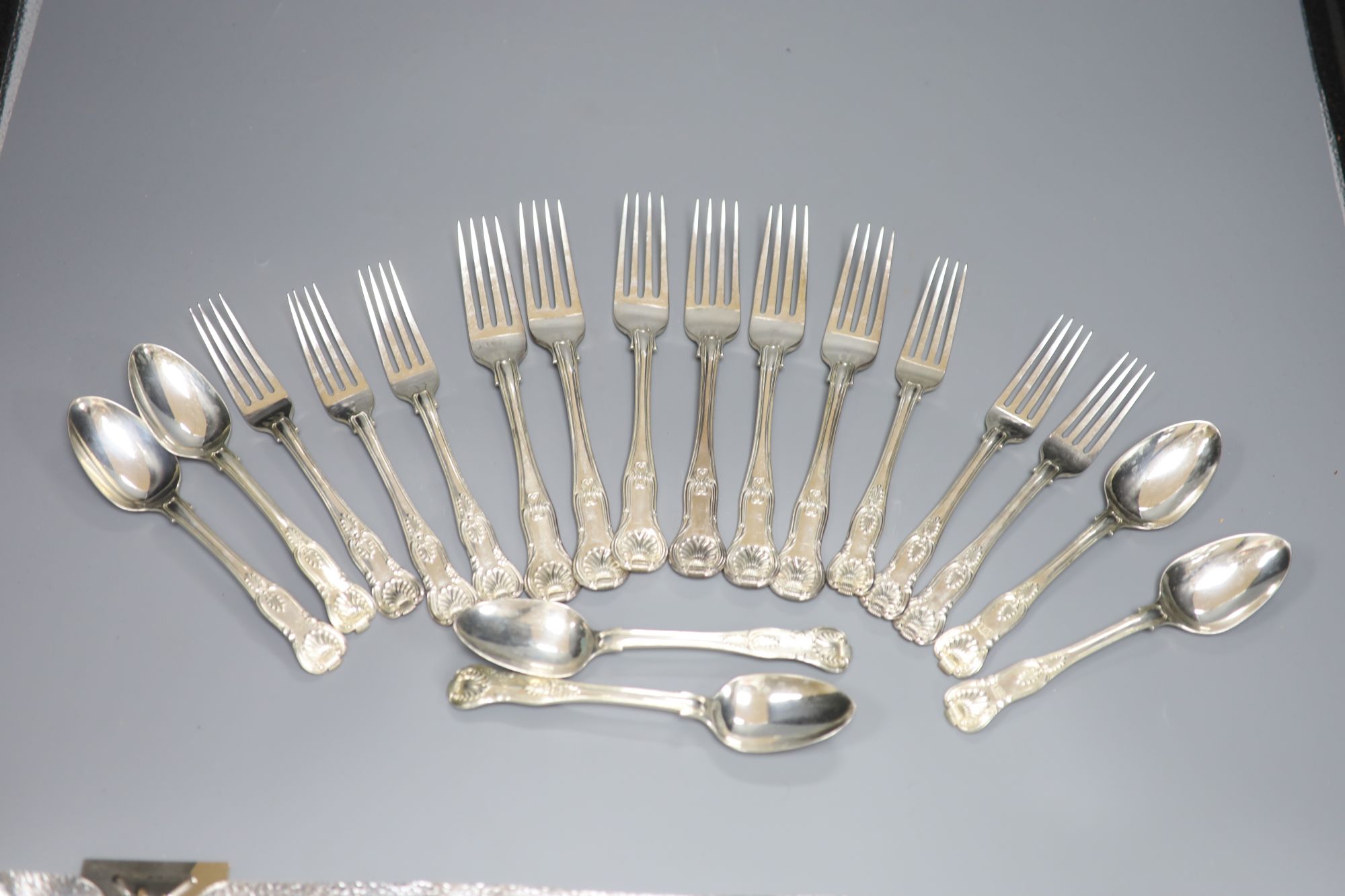 A set of six table and dessert forks and six spoons 1836/37, 43oz